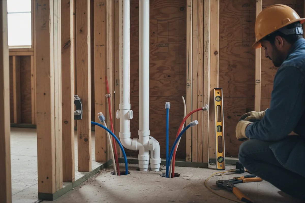Drain and supply rough-in during Drain Cleaning in Reading